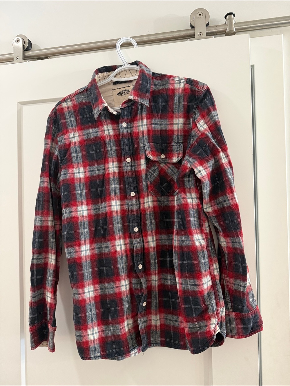 Vans Red, Black & White Plaid Button-Down Shirt